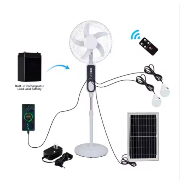 Ventilateur_Rechargeable __Panneau_Et_2Ampoul